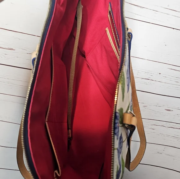 Dooney & Bourke Blue Bougainvillea Floral Handbag - Picture 13 of 15